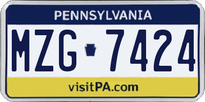 PA license plate MZG7424