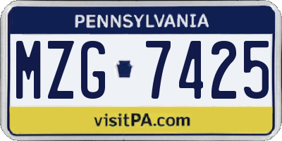 PA license plate MZG7425