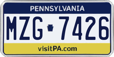 PA license plate MZG7426