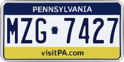PA license plate MZG7427