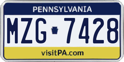 PA license plate MZG7428