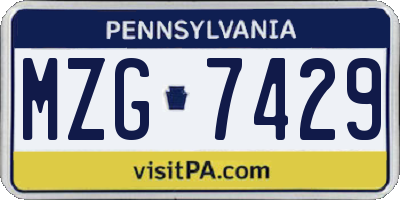 PA license plate MZG7429