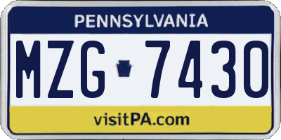 PA license plate MZG7430
