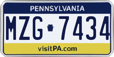 PA license plate MZG7434