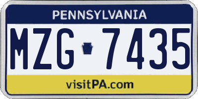 PA license plate MZG7435