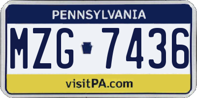 PA license plate MZG7436