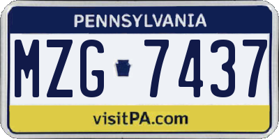 PA license plate MZG7437