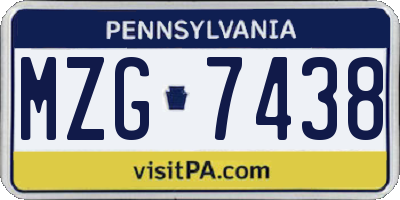 PA license plate MZG7438