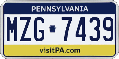 PA license plate MZG7439