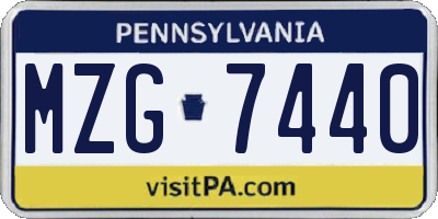 PA license plate MZG7440