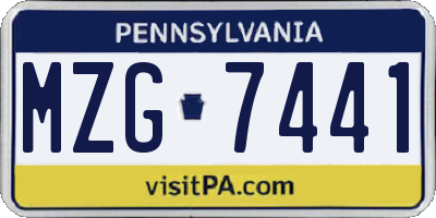 PA license plate MZG7441
