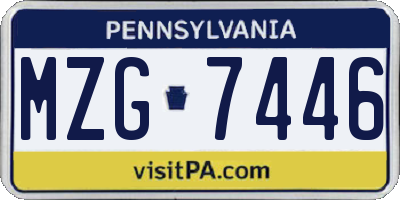 PA license plate MZG7446