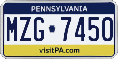 PA license plate MZG7450