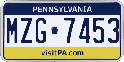 PA license plate MZG7453