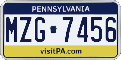 PA license plate MZG7456