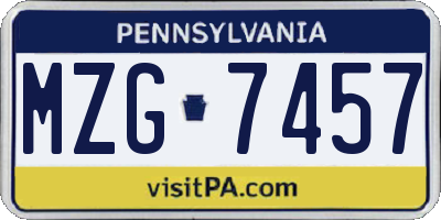 PA license plate MZG7457