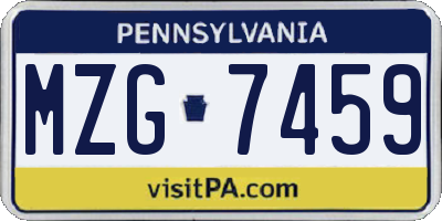 PA license plate MZG7459