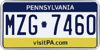 PA license plate MZG7460
