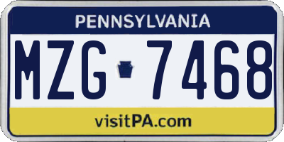 PA license plate MZG7468