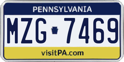 PA license plate MZG7469
