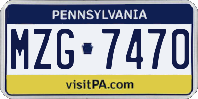 PA license plate MZG7470