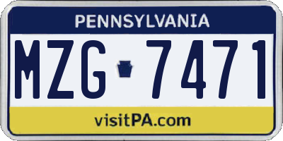 PA license plate MZG7471