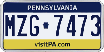 PA license plate MZG7473