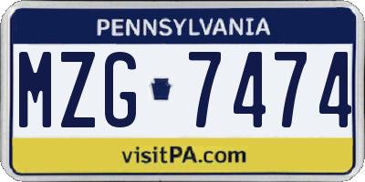 PA license plate MZG7474