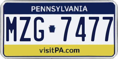 PA license plate MZG7477