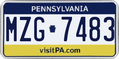 PA license plate MZG7483