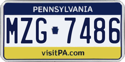 PA license plate MZG7486
