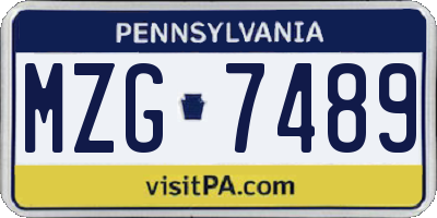 PA license plate MZG7489