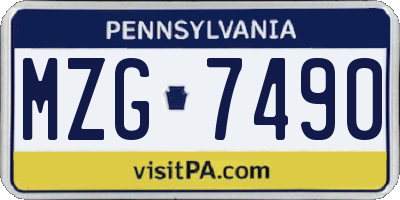 PA license plate MZG7490