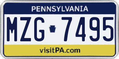 PA license plate MZG7495