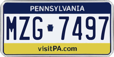 PA license plate MZG7497