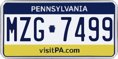 PA license plate MZG7499