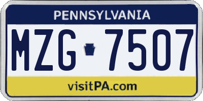 PA license plate MZG7507