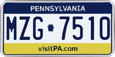 PA license plate MZG7510