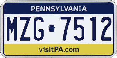 PA license plate MZG7512