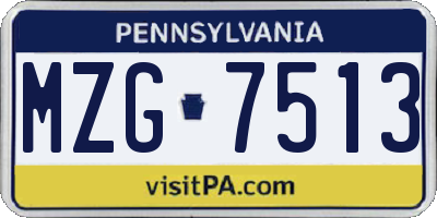 PA license plate MZG7513