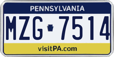 PA license plate MZG7514