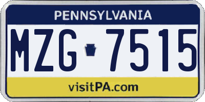 PA license plate MZG7515