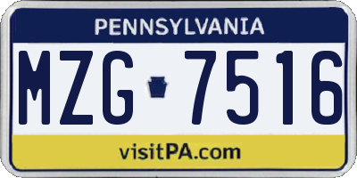 PA license plate MZG7516