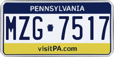 PA license plate MZG7517