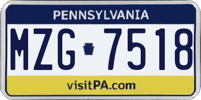 PA license plate MZG7518