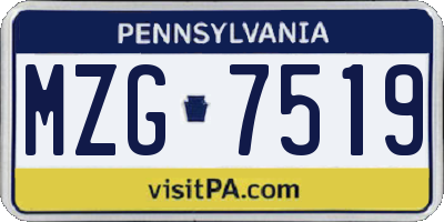 PA license plate MZG7519