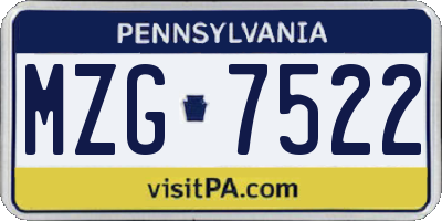PA license plate MZG7522