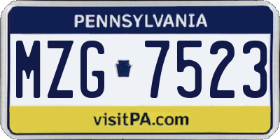 PA license plate MZG7523