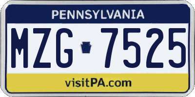PA license plate MZG7525