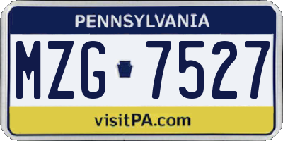 PA license plate MZG7527